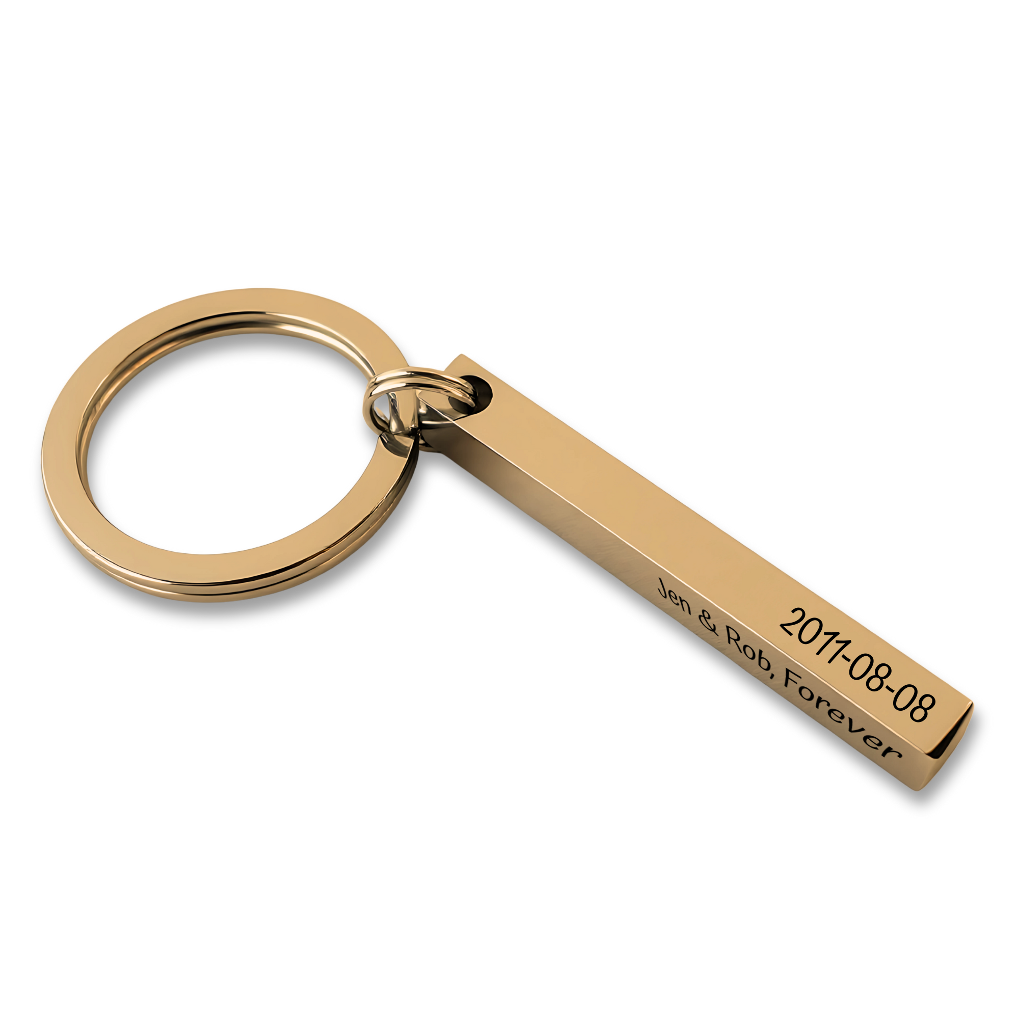 Stainless Steel 3D Bar Keyring with personalised message