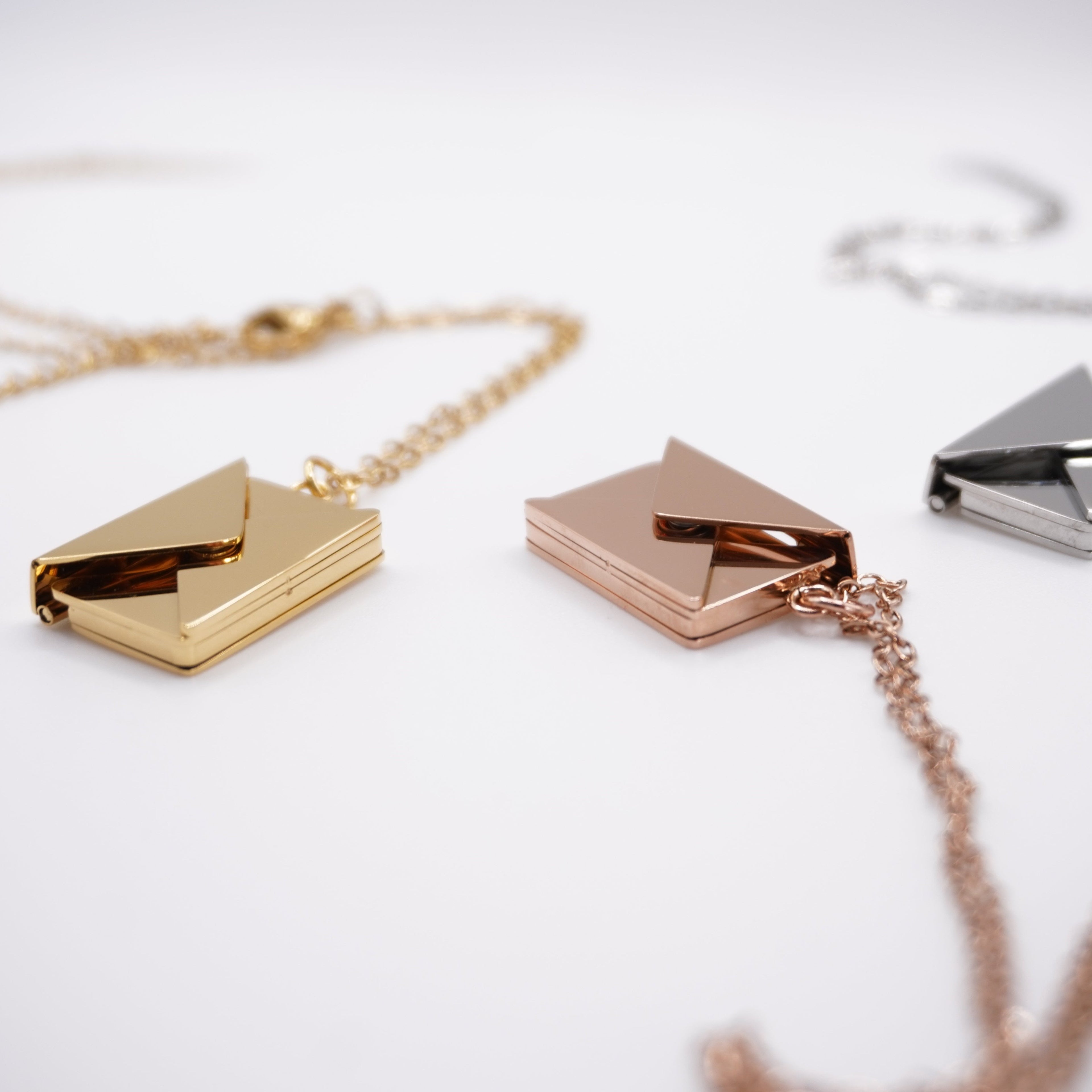 Secret Keeper: Stainless Steel Necklace Envelope with hidden message