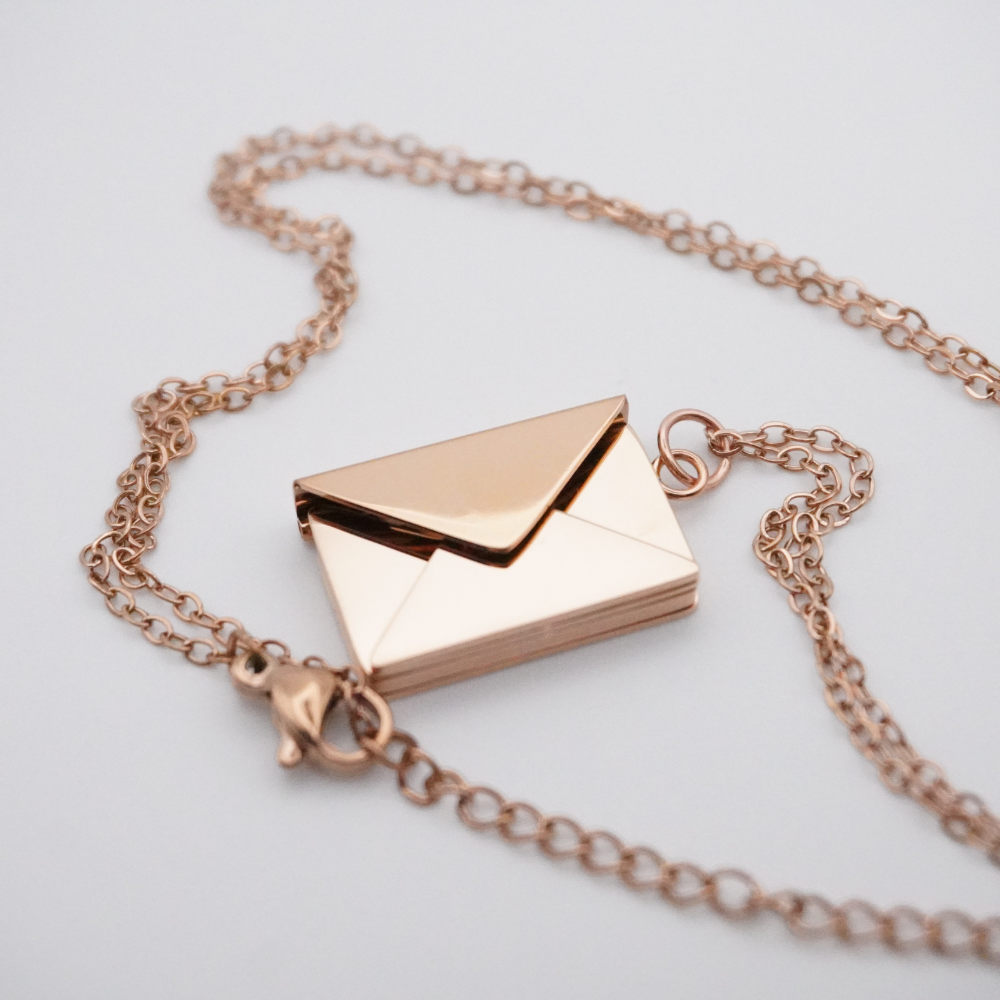 Secret Keeper: Stainless Steel Necklace Envelope with hidden message