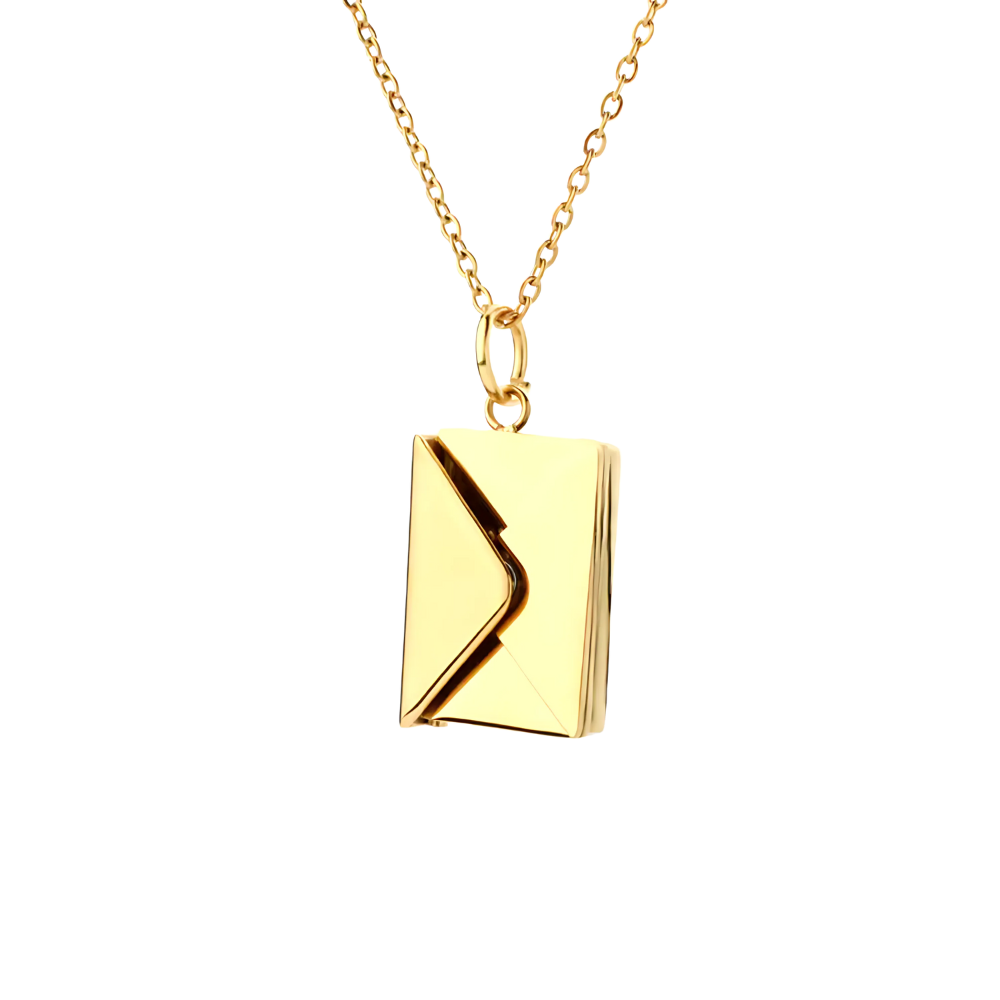 Secret Keeper: Stainless Steel Necklace Envelope with hidden message