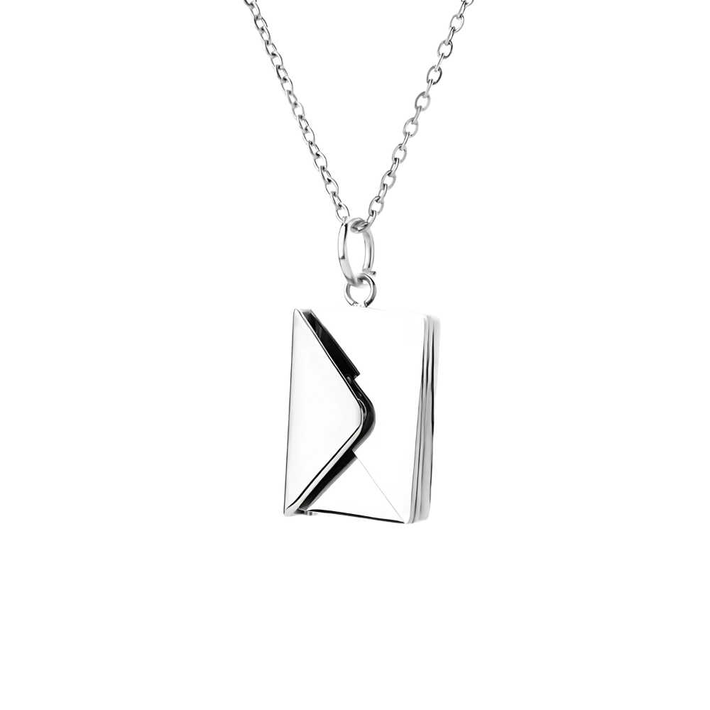 Secret Keeper: Stainless Steel Necklace Envelope with hidden message