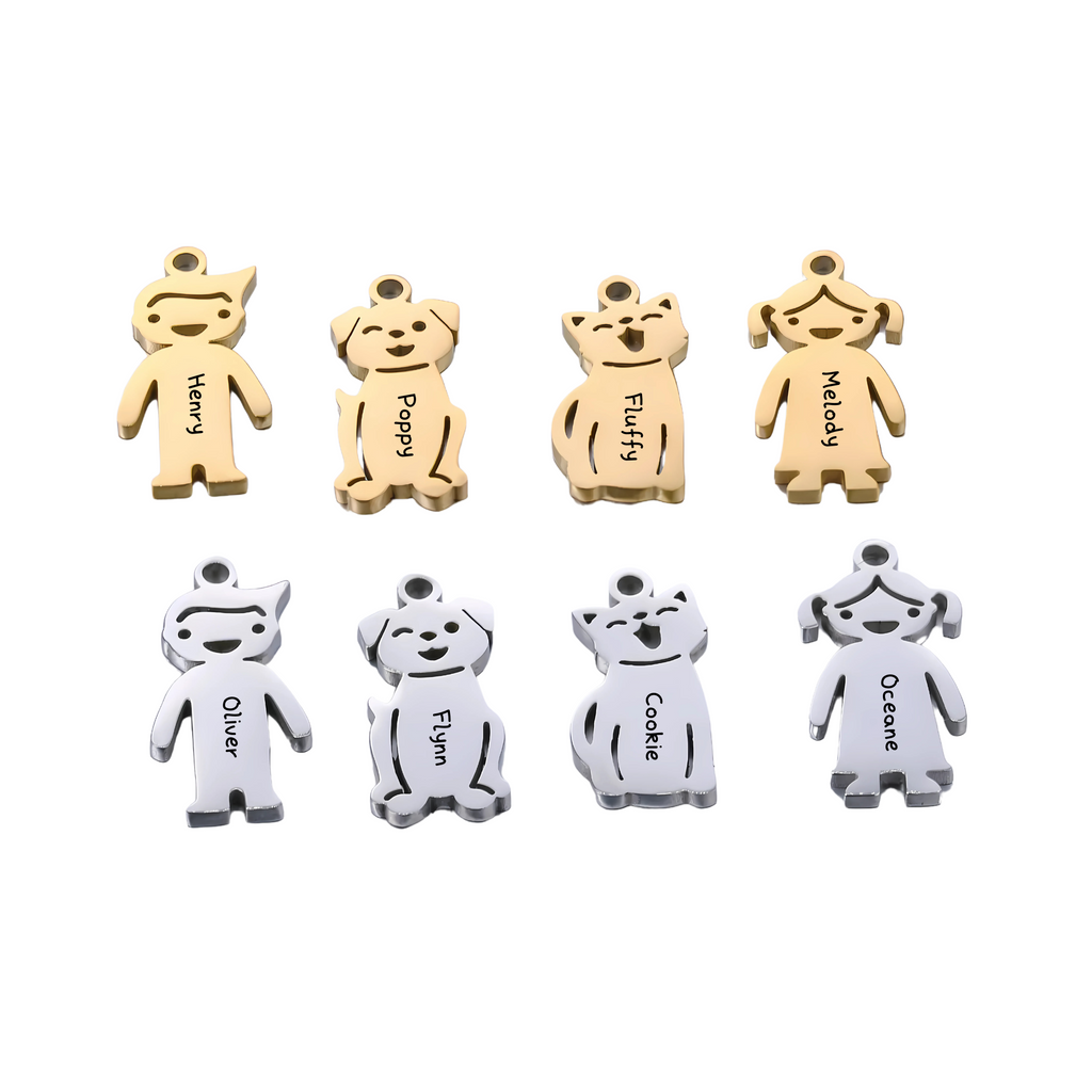Pocket Loved Ones: Personalised Stainless Steel Keyring with Kids & Pets Charms