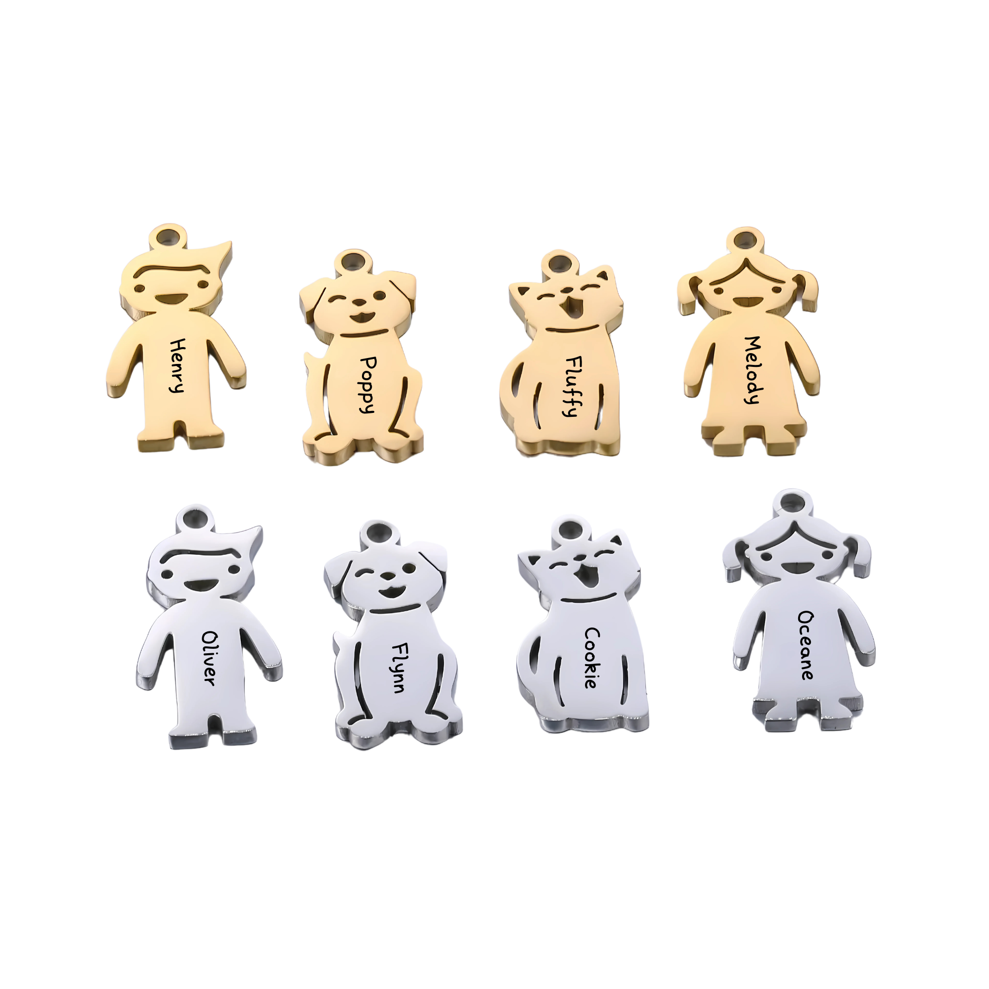 Pocket Loved Ones: Personalised Stainless Steel Keyring with Kids & Pets Charms