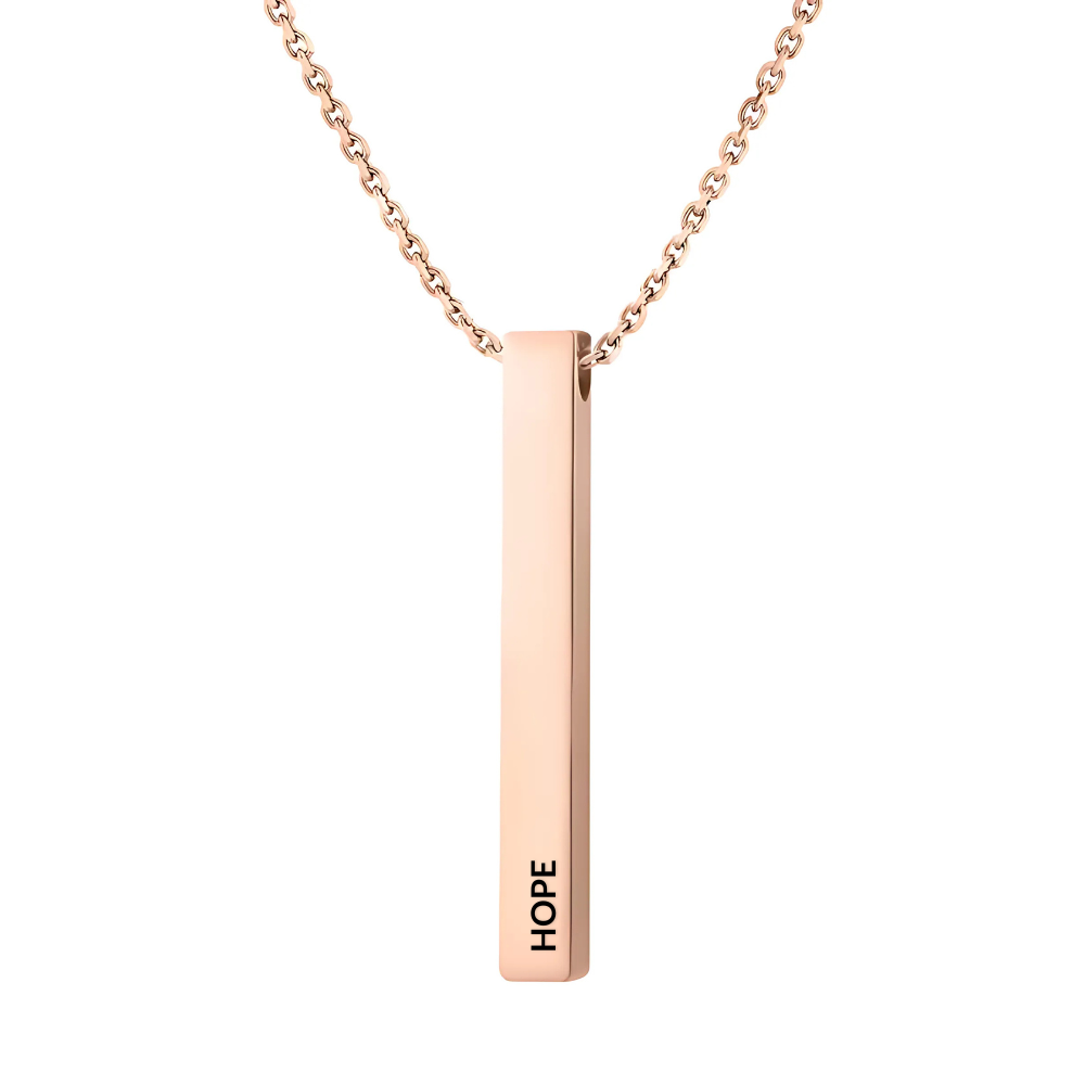 Stainless Steel Pendant bar necklace with personalised message