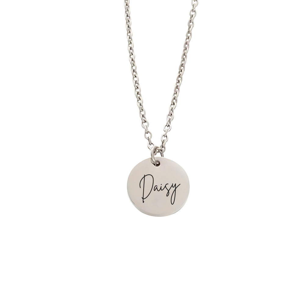 Stainless Steel Round Pendant Necklace with Personalised Engraving