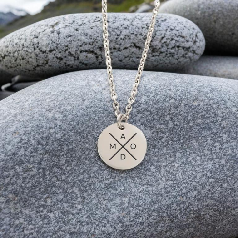 Stainless Steel Round Pendant Necklace with Personalised Engraving