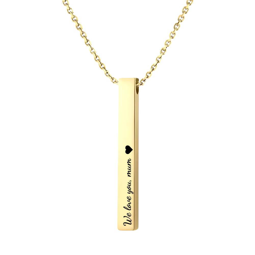 Stainless Steel Pendant bar necklace with personalised message