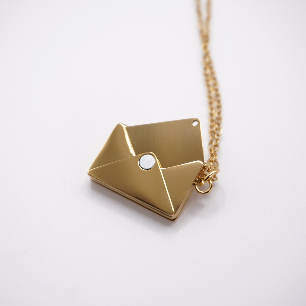 Secret Keeper: Stainless Steel Necklace Envelope with hidden message